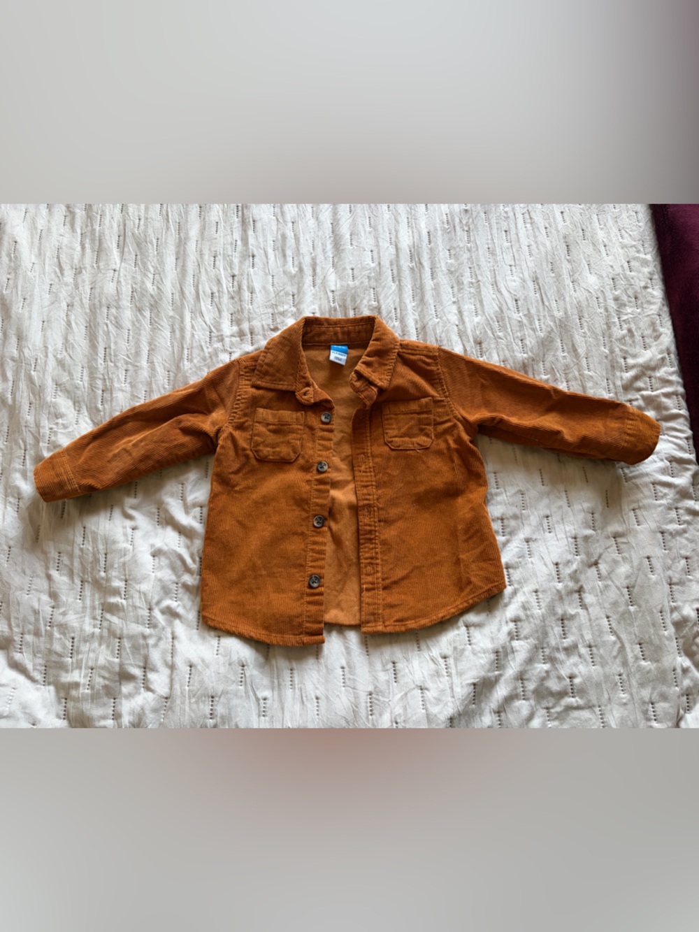 Corduroy Button-Up Jacket in Rust Orange